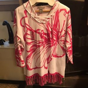 sharon young pink and white hooded sweatshirt